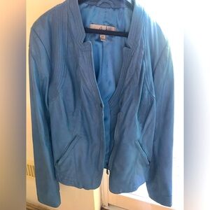 Light lue leather jacket M women